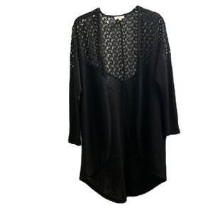 Umgee, Long Sleeves, 60% Cotton, See Through Shoulder Area Cardigan, Black, S/M